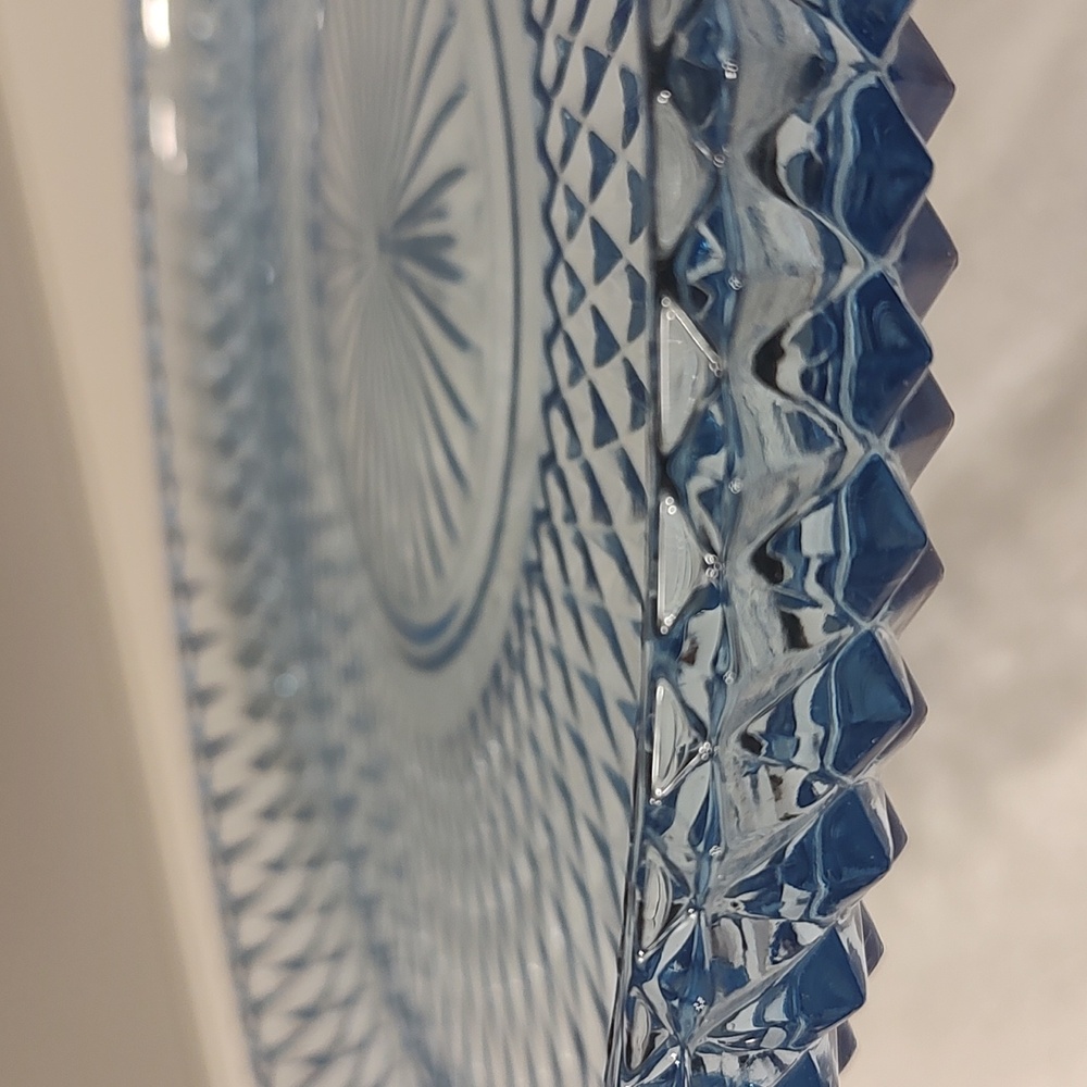 Diamond Point Ice Blue by Indiana Glass Torte Plate Cake Platter - Picture 4 of 7